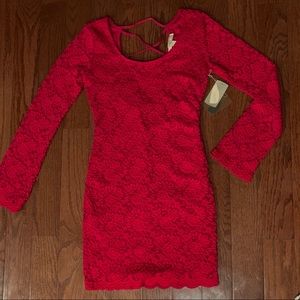 Forever 21 Red, Lace, Bell sleeve dress